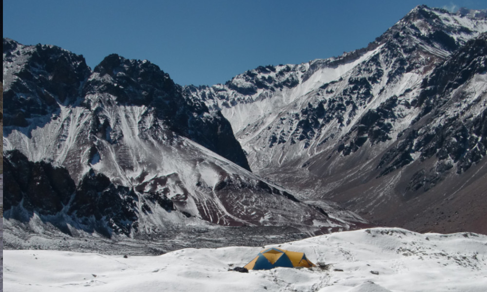 Camped on a moraine near Nevado Juncal